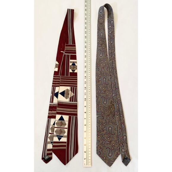 CONTE di MILANO and DAMON 2 Piece Men’s Neck Ties 100% Silk Geometric & Paisley - Picture 5 of 8